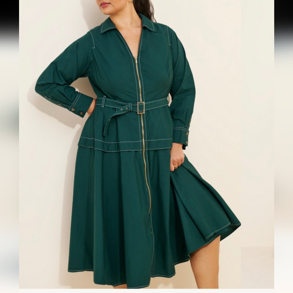 NEW Anthropologie Zip Front Dress 1X